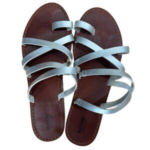MOSSIMO Silver Metallic Toe Ring Slides Slip On Sandal Sandals Size 8.5